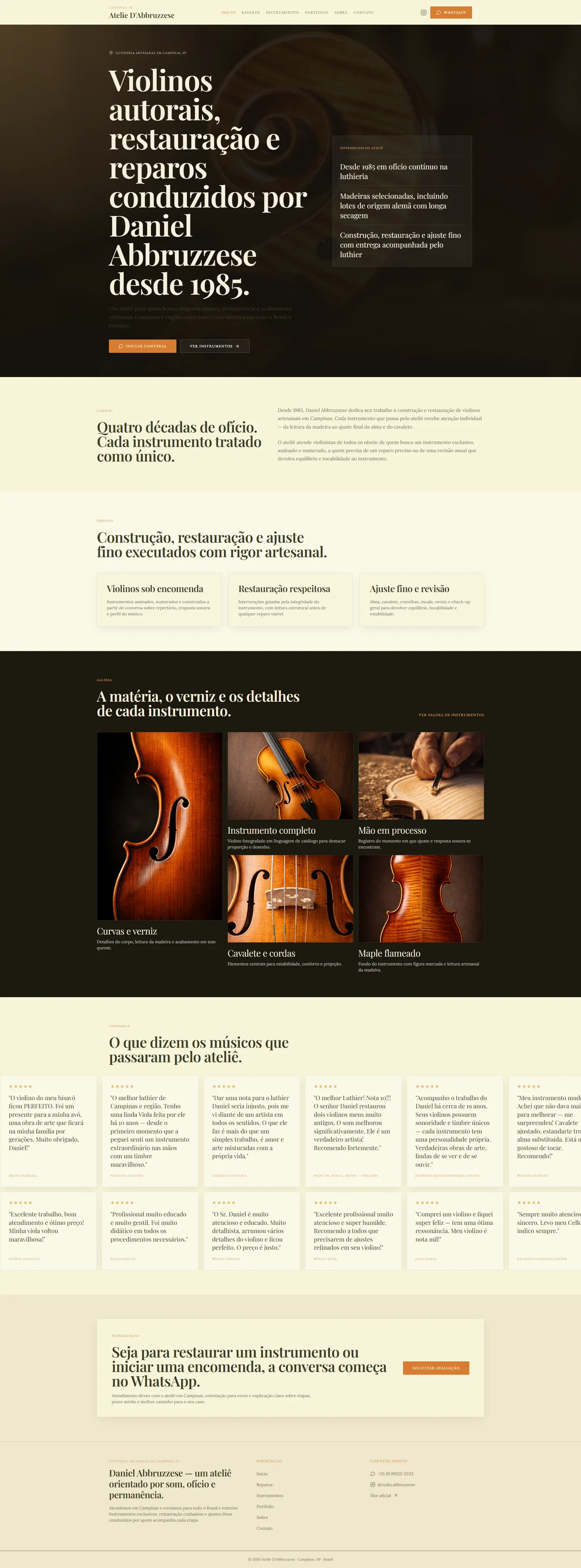 Captura completa do site Ateliê D'Abbruzzese — passe o mouse para navegar pela página