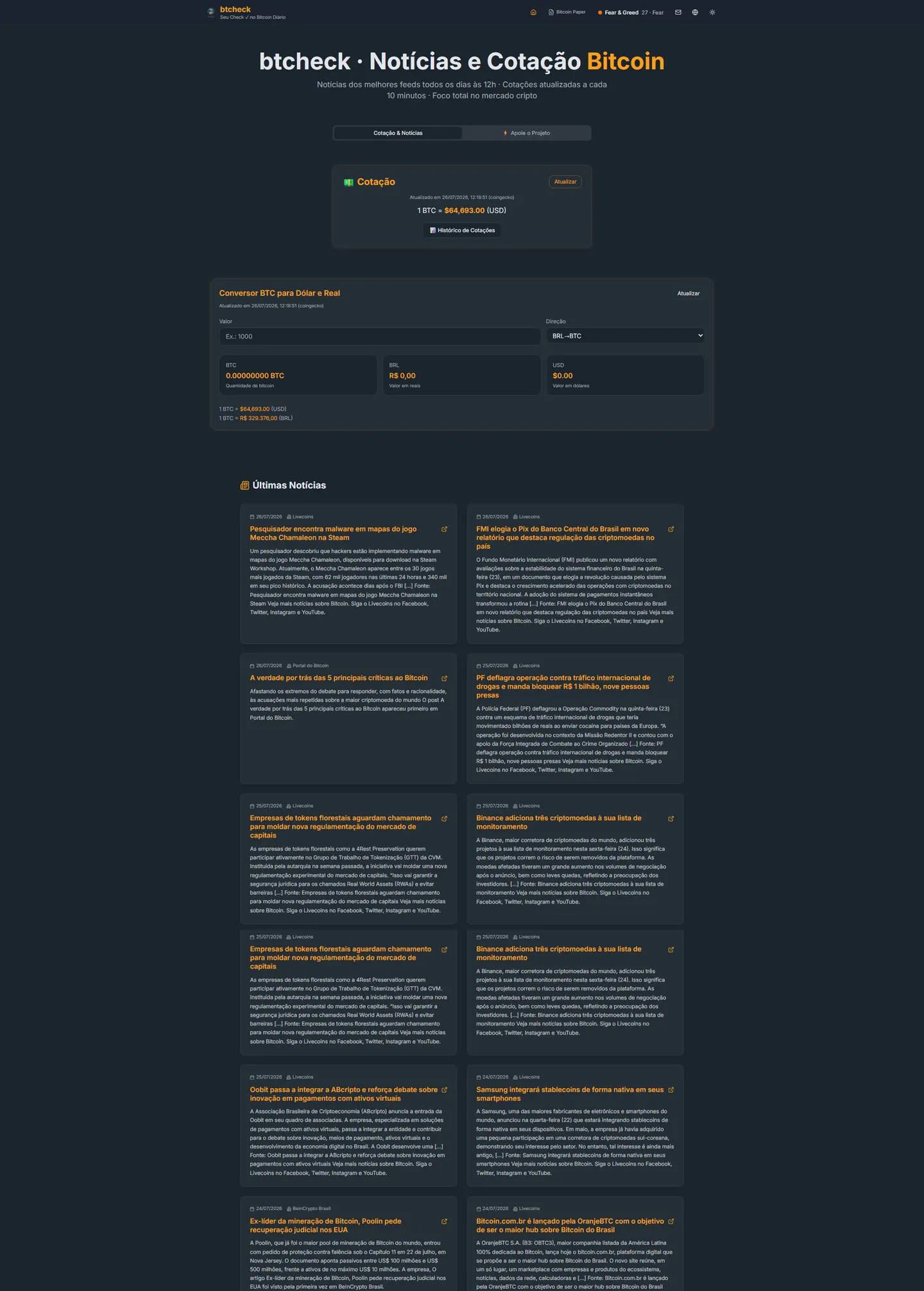 Captura completa do site BTCheck — passe o mouse para navegar pela página