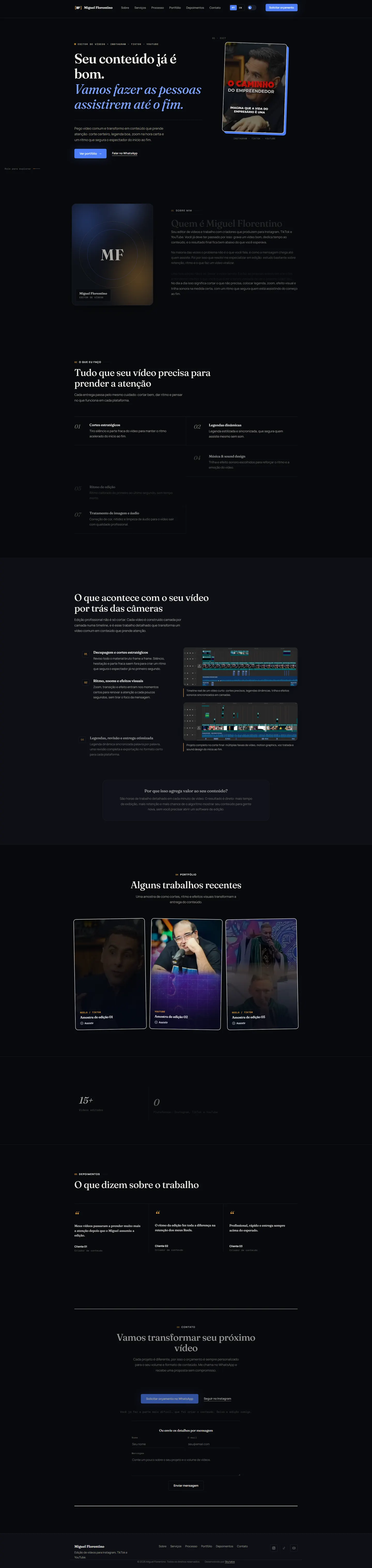 Captura completa do site MF Edits — passe o mouse para navegar pela página