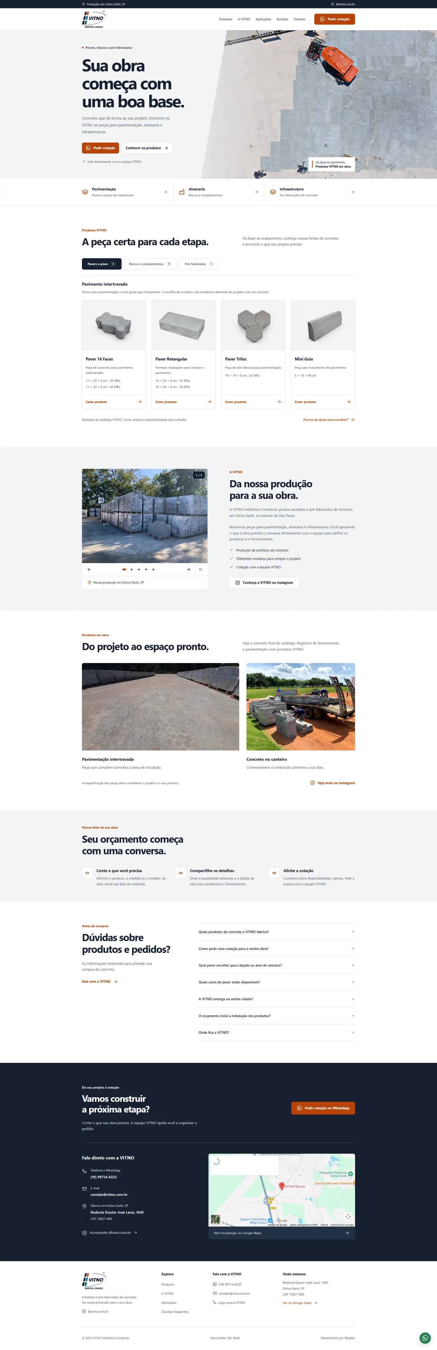 Captura completa do site VITNO — passe o mouse para navegar pela página